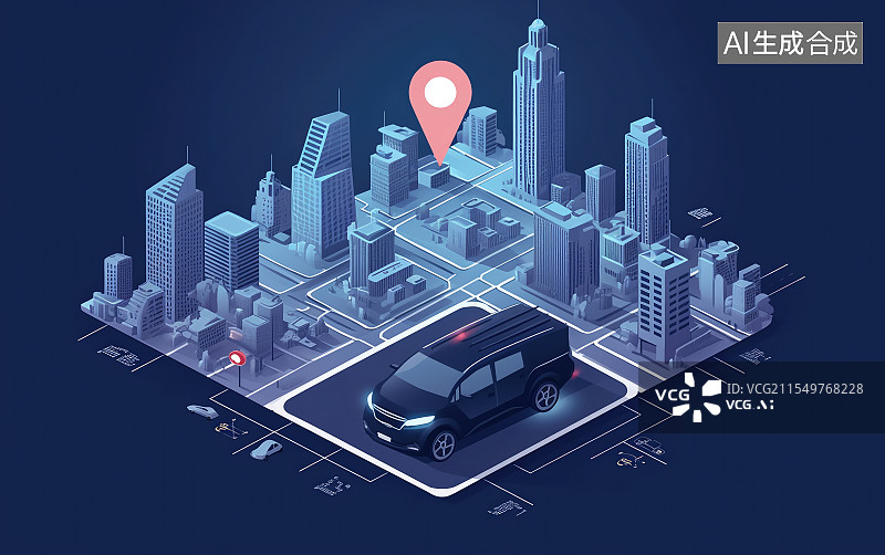 【AI数字艺术】GPS在城市汽车导航领域的应用图片素材