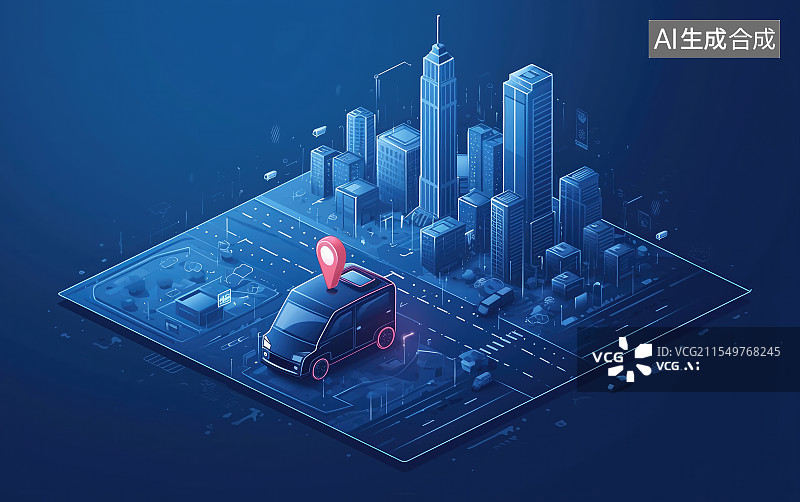 【AI数字艺术】GPS在城市汽车导航领域的应用图片素材