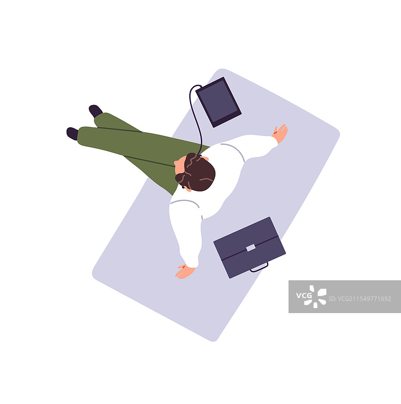 快乐的人坐在毯子上放松，倾听着。图片素材