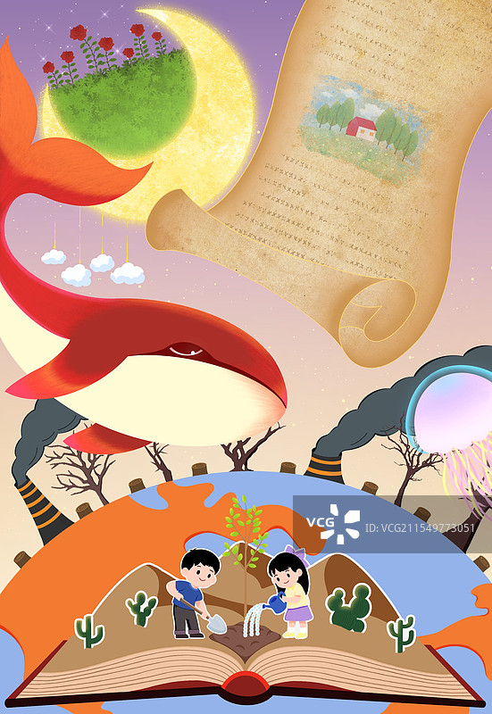 植树节｜地球日的保护环境扁平风格插画图片素材