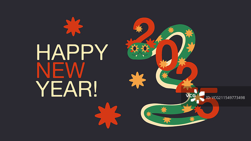 带有蛇的中国新年快乐祝福海报图片素材