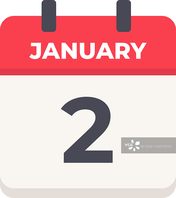 平面设计的1月2日日历图标图片素材