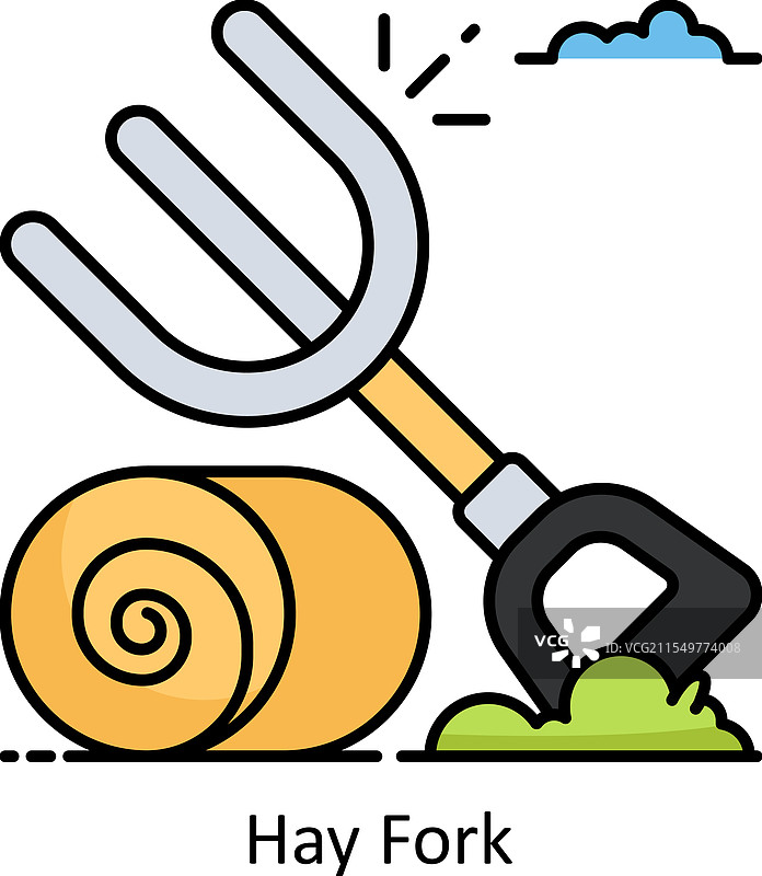 干草叉填充图标风格图片素材