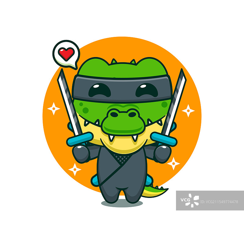 忍者鳄鱼卡通图片素材
