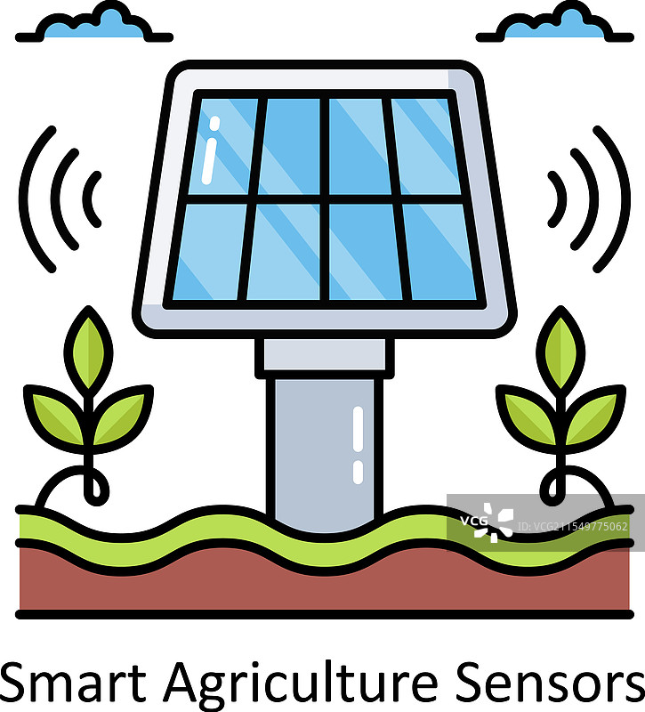 智能农业传感器填充轮廓图标图片素材