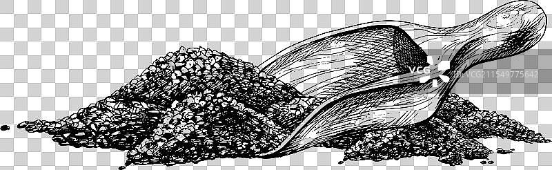 木勺与一堆浴盐化妆品图片素材