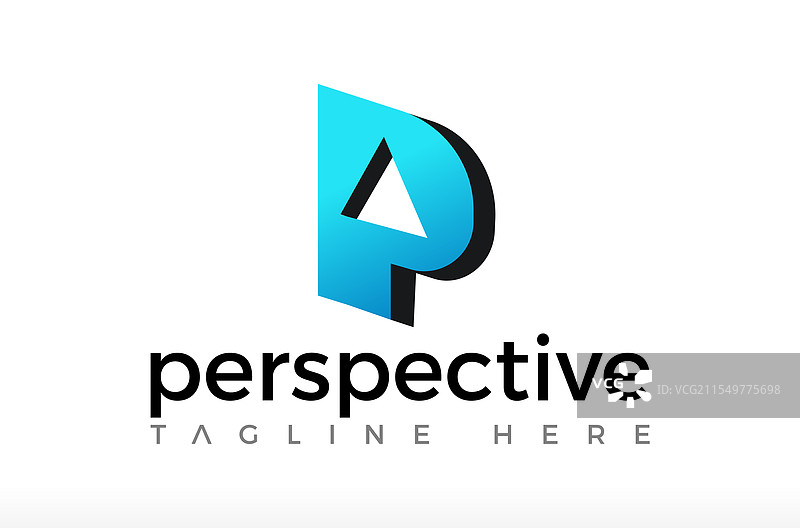 字母P的透视logo设计，3D字母图片素材
