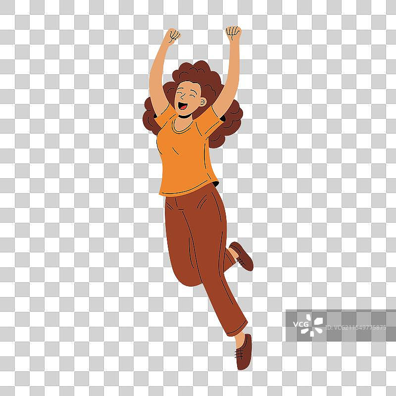 快乐的女人跳跃欢庆图片素材