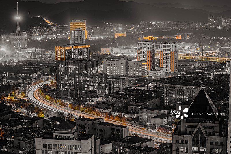 济南黑金色调夜景图片素材
