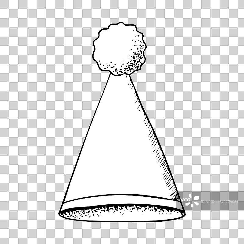 黑白色的派对尖顶帽，带有毛球装饰图片素材