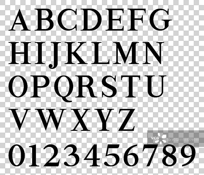 英文字母衬线字体风格图片素材