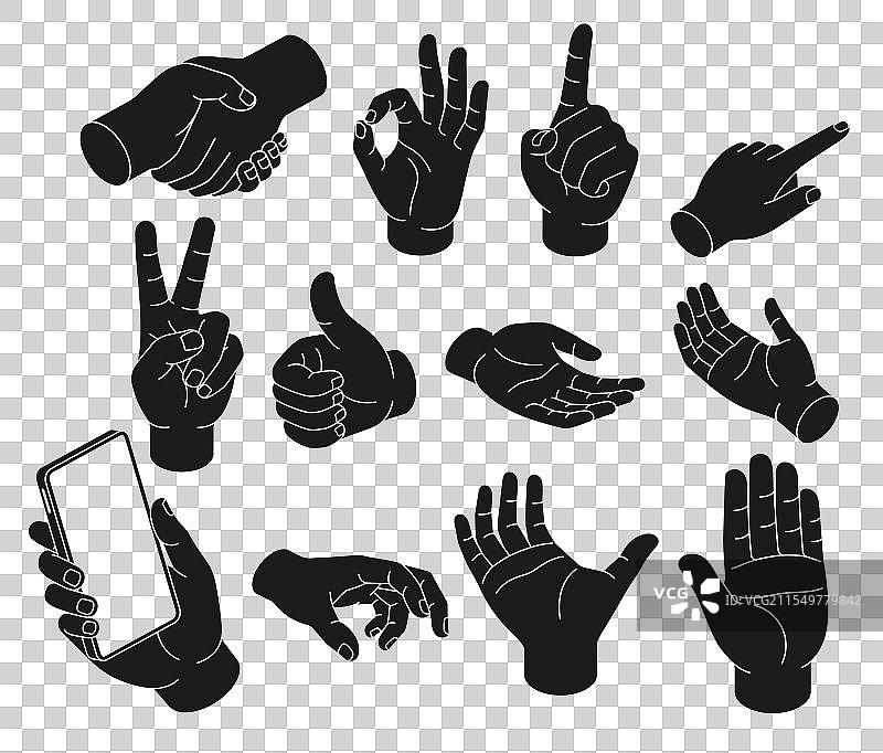 黑色线条手势符号涂鸦绘画图片素材