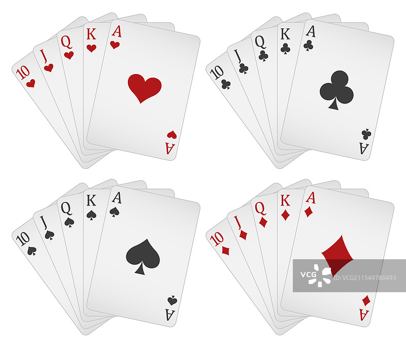 一副扑克牌 - 一手包含皇家同花顺的扑克图片素材