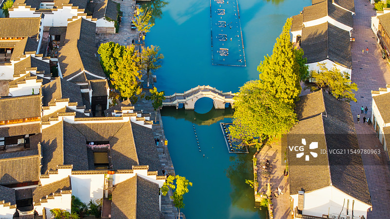 绍兴柯桥古镇航拍图片素材