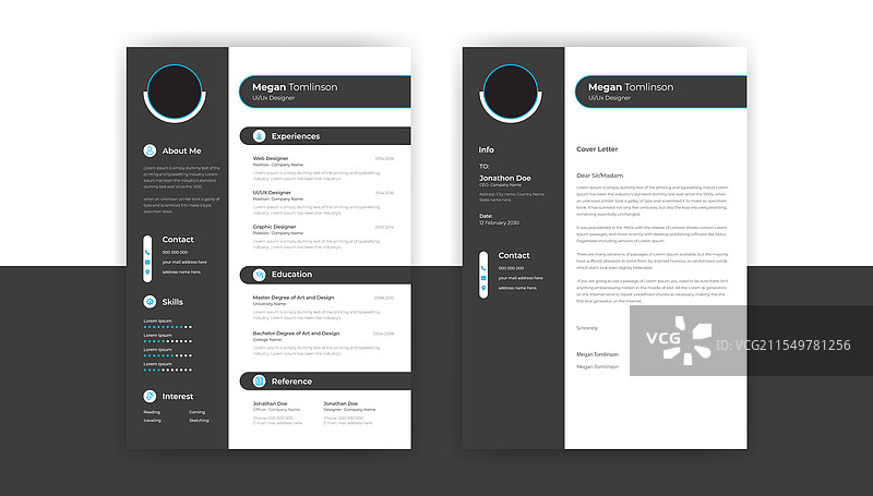 专业且简洁的简历模板设计图片素材