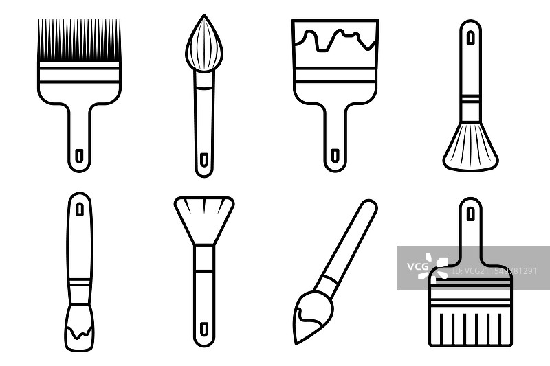 画笔图标集轮廓矢量图图片素材