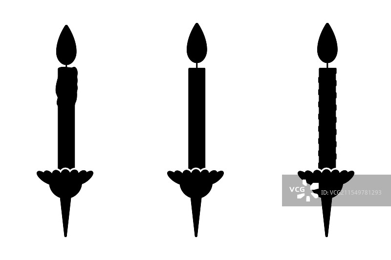 生日蜡烛剪影图标集插图图片素材