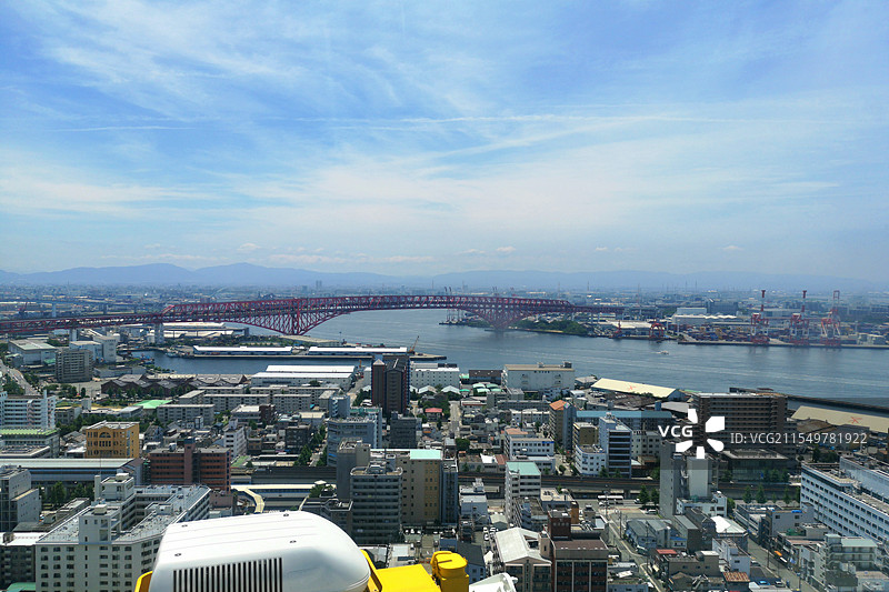 日本大阪府大阪市，从天保山摩天轮眺望大阪市图片素材