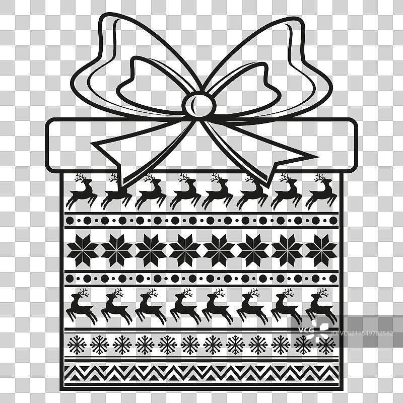 带有斯堪的纳维亚图案的黑色圣诞礼物图片素材