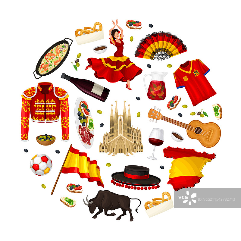 西班牙传统圆形构图设计图片素材