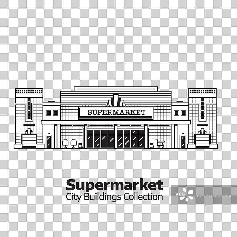 超市或杂货店建筑的线条艺术图片素材