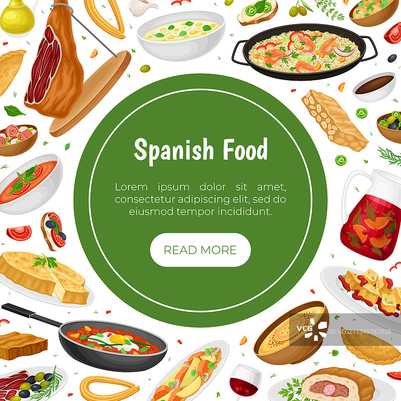 西班牙菜肴和食品横幅设计图片素材