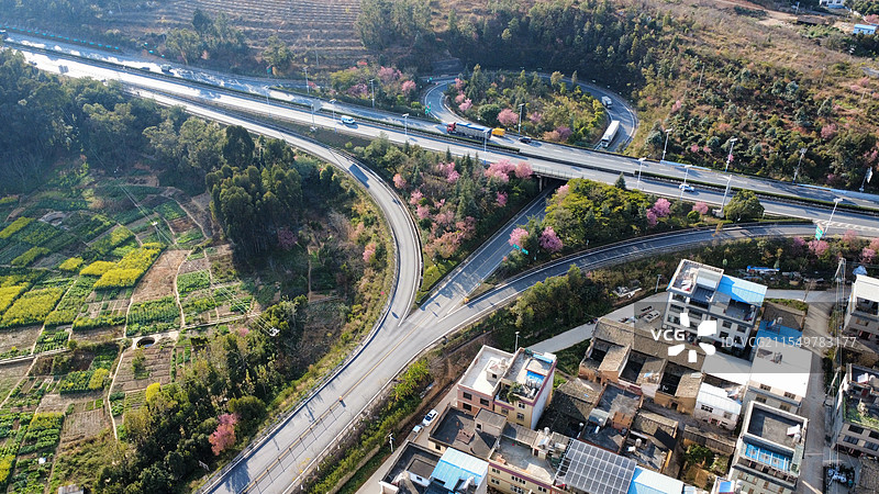 昆玉高速研和互通航拍图片素材