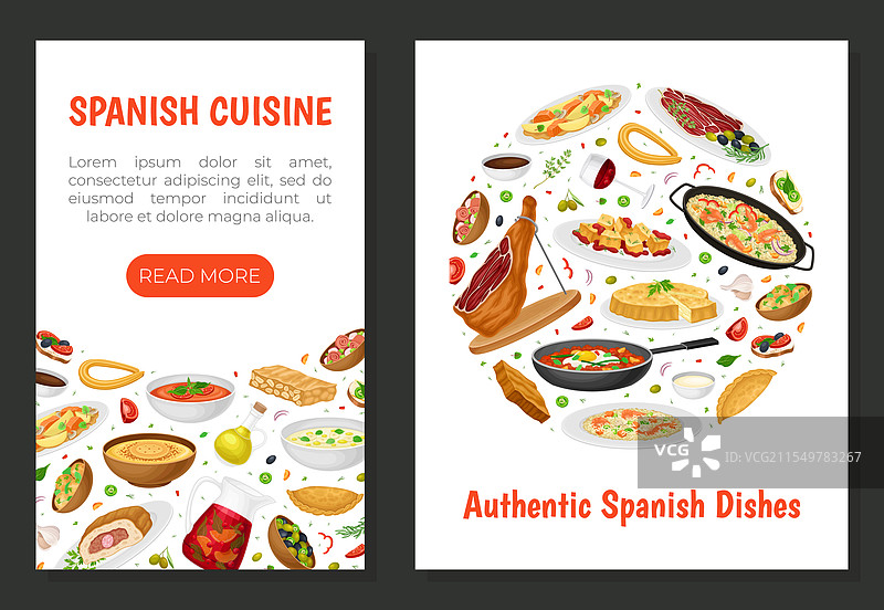 西班牙菜肴和食品横幅设计图片素材