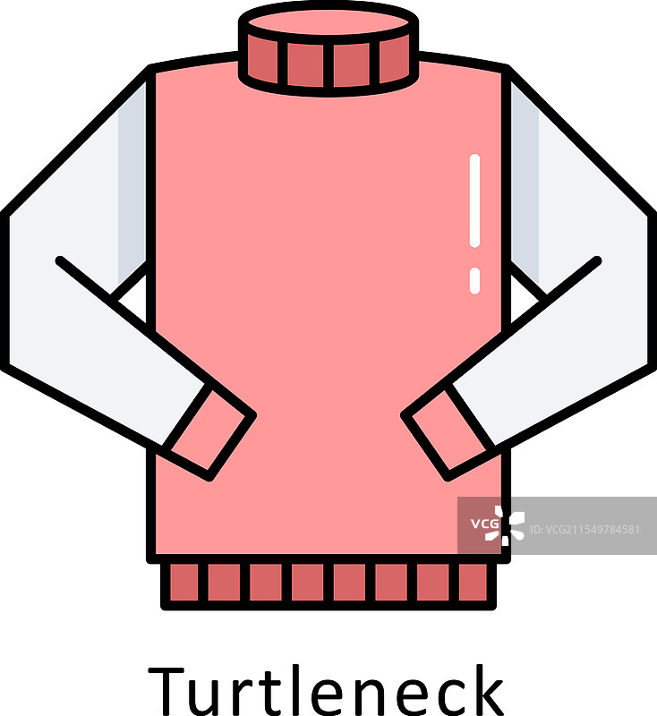 高领毛衣填充轮廓图标图片素材