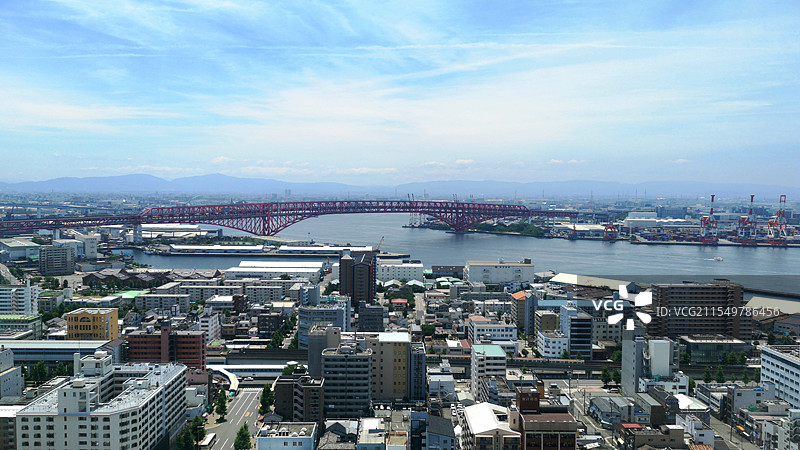 日本大阪府大阪市，从天保山摩天轮眺望大阪市图片素材