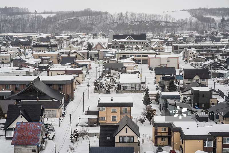 雪中俯视房屋图片素材