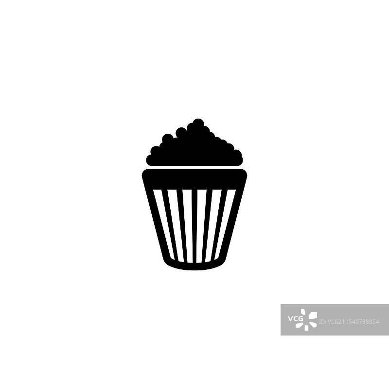 经典黑色爆米花杯图标，适合电影院使用图片素材