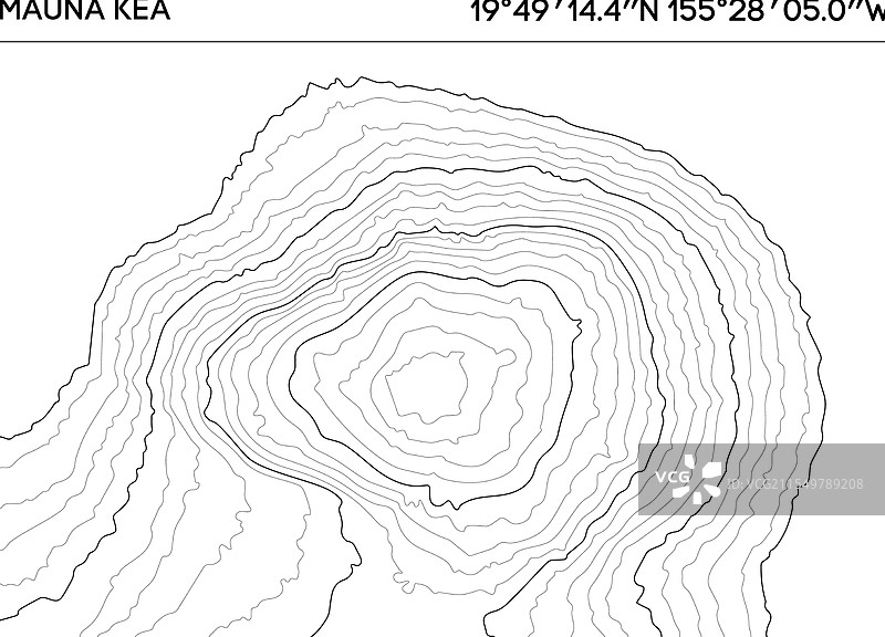 毛纳基亚的等高线地图，展示海拔高度图片素材
