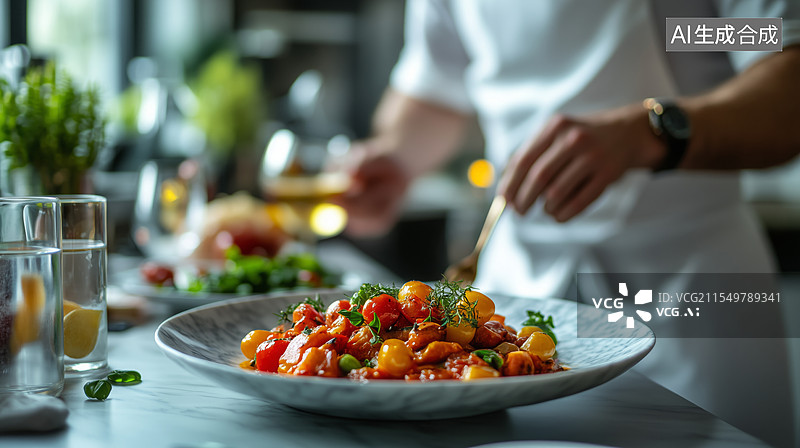 【AI数字艺术】西餐厅特写背景图图片素材