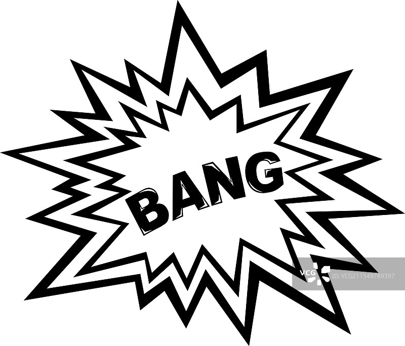 黑白色的“砰”字拟声词插图图片素材