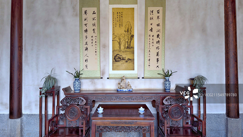 清代大宅人家客厅图片素材