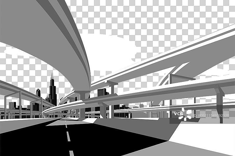 黑白色的高架公路图片素材