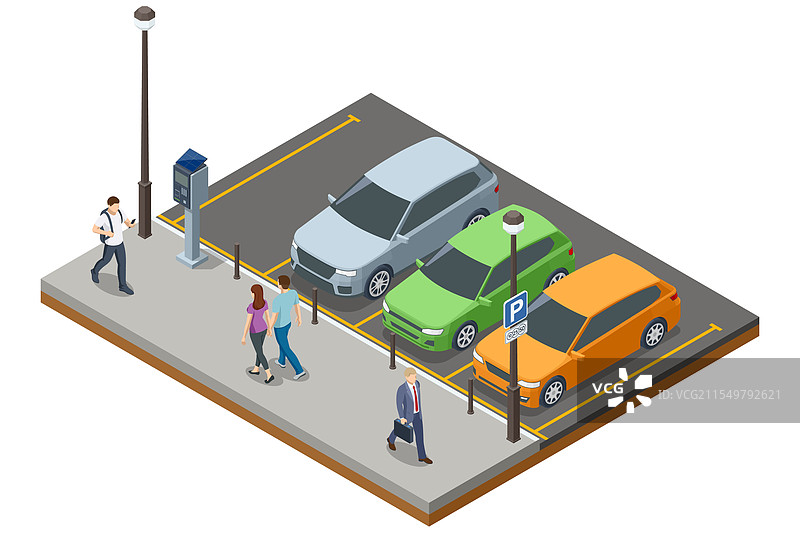 繁忙停车场的等轴测图图片素材