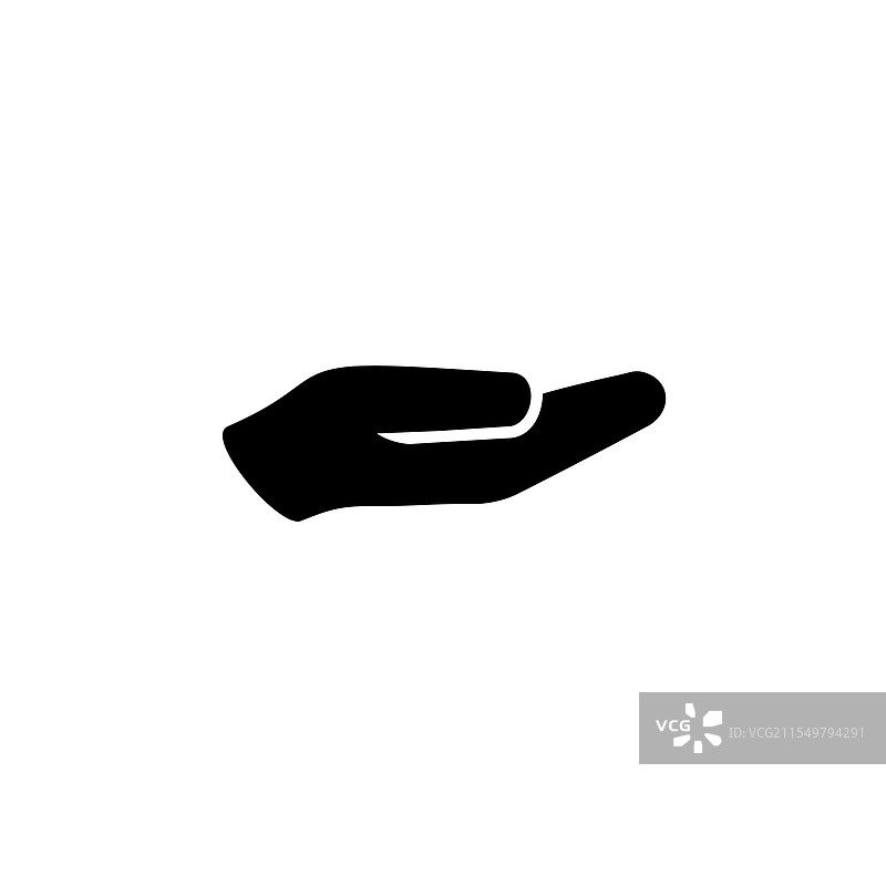 开放手掌手势臂部实心平面图标图片素材