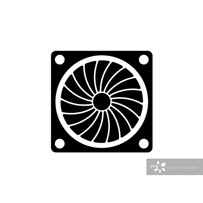 硬件电脑风扇PC散热器实心平面图标图片素材