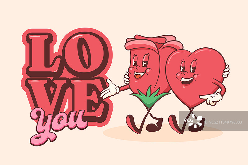 情人节的时尚心形和玫瑰花蕾图片素材