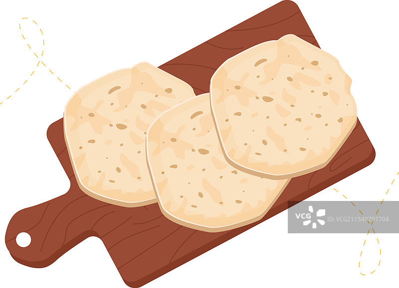 新鲜出炉的皮塔饼放在木架上图片素材