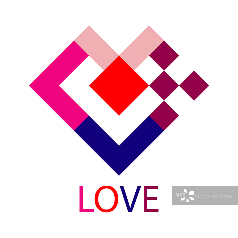 创意抽象爱心形状的标志设计图片素材