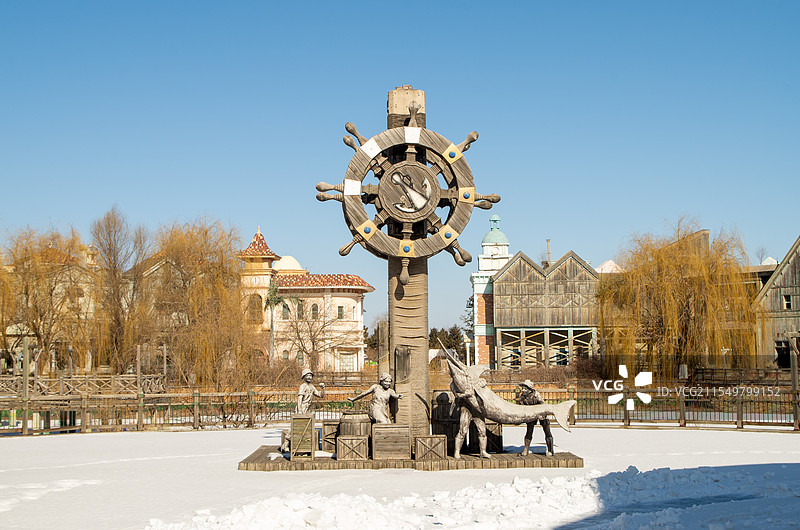 沈阳方特欢乐世界，正门外围建筑景观，沈阳冬季，城市风光，旅游景点图片素材