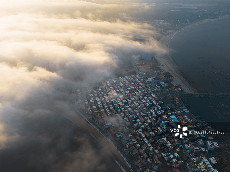 福建漳州东山岛澳角村航拍日落图片素材