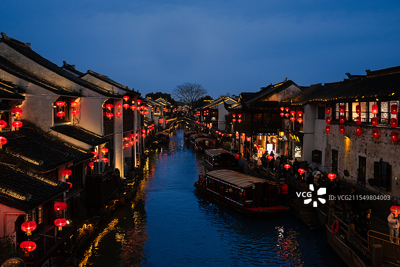 苏州七里山塘街夜景图片素材