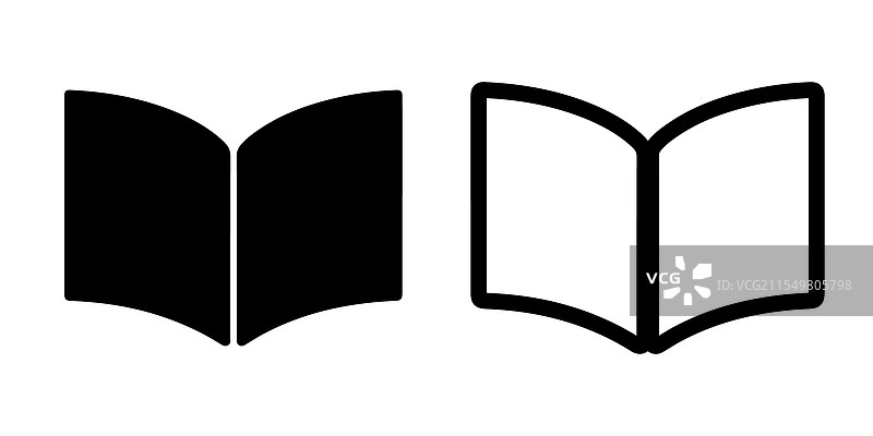 白色背景上的打开书本图标集图片素材