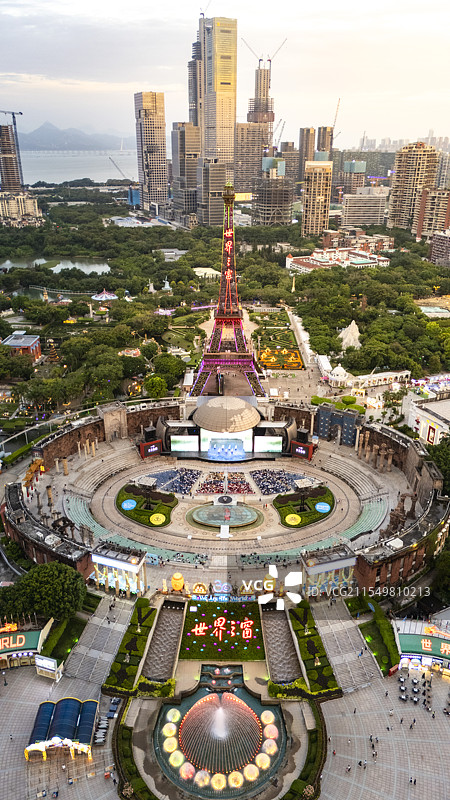 深圳世界之窗航拍图片素材