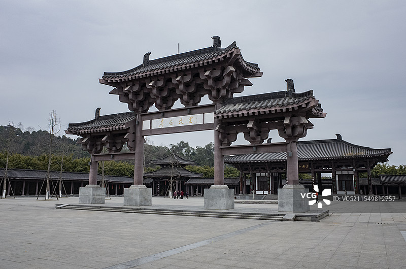 四川绵阳江油青莲镇李白故里景区，景区有陇西院、太白碑林和李白故居等景点图片素材