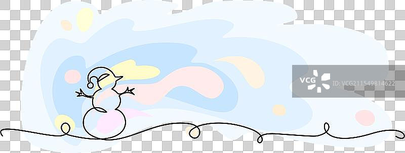 雪人圣诞装饰连续一线图案图片素材